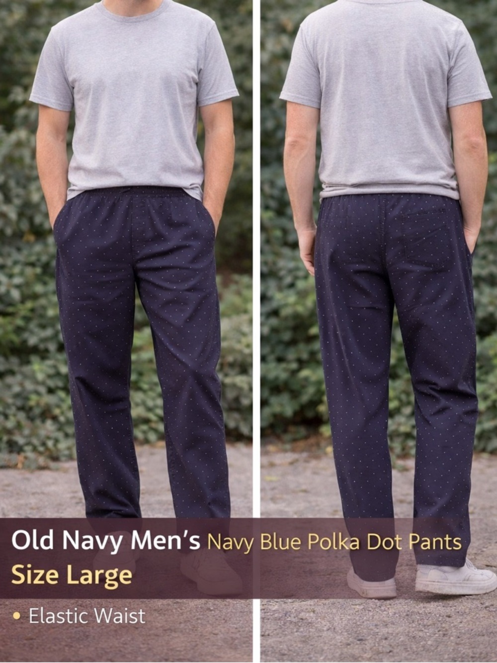 Old navy mens Navy Blue Polka Dot Pants LARGE